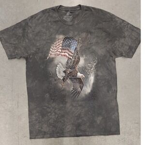 The Mountain Eagle American Flag Graphic T-Shirt Gray 2XL Patriotic